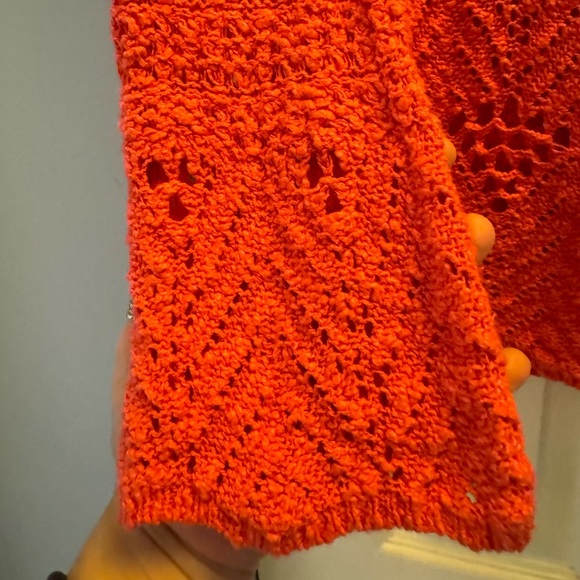 Lucky Brand Boho Detailing Flared Long Sleeve Crocheted Sweater• X-Large - Picture 5 of 7